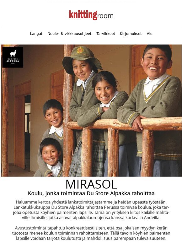 Mirasol - Lankatoimittaja Du Store Alpakan rahoittama koulu
