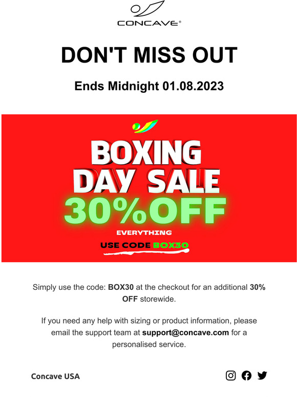 Our Boxing Day Sale Ends Midnight 01.08.2023