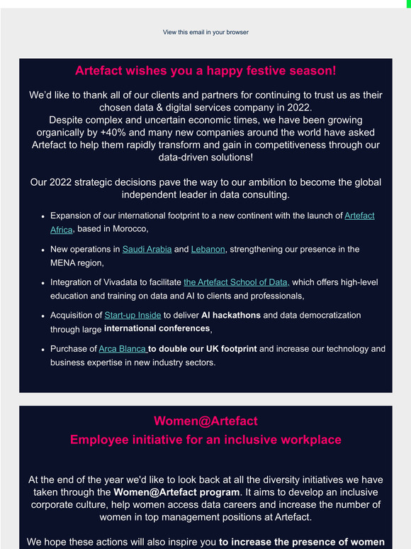 December News | Happy Holidays and sharing our inclusivity and diversity engagement through Women@Artefact initiatives
