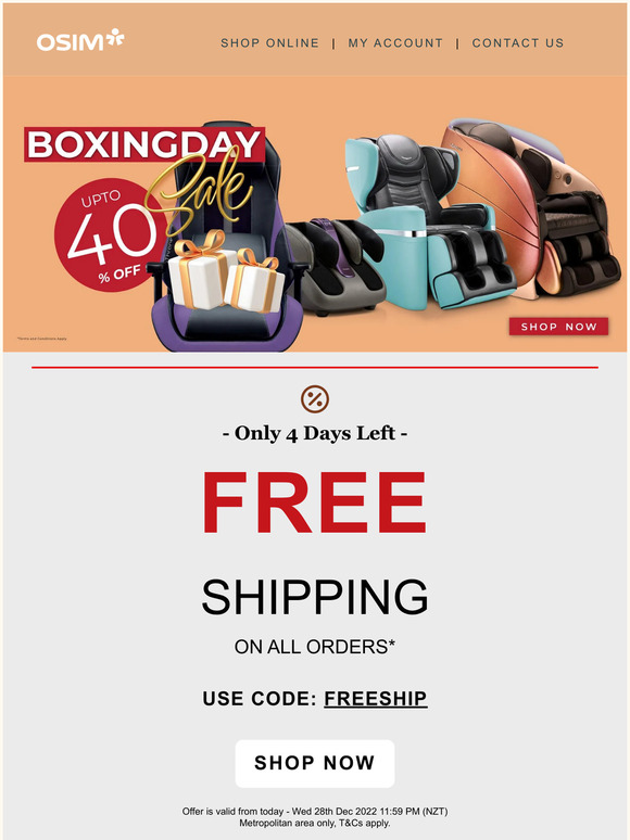 🎁 Save up to 40%🎁 Free shipping just for Boxing Day.