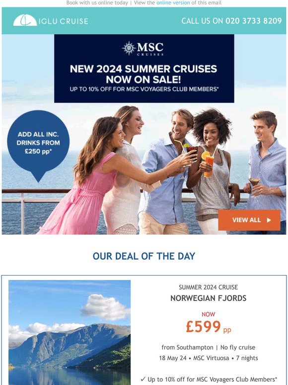 Iglu cruise Summer 2024 is on sale with MSC Cruises Milled
