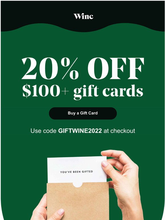 20% off last minute Gift Cards