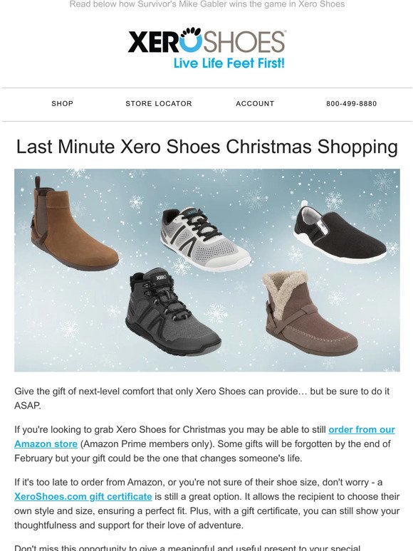 LAST CHANCE to order Xero Shoes for Christmas