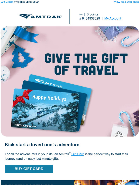 Amtrak: Say Happy Holidays with an Amtrak Gift Card | Milled