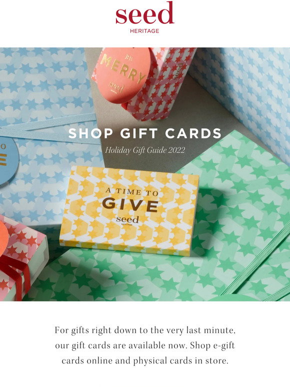 Seed Heritage: Gift Cards | Online and in store | Milled