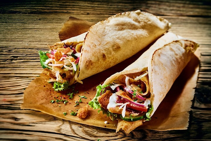 Kebab med naanbröd hos Indisk Goa & Wok