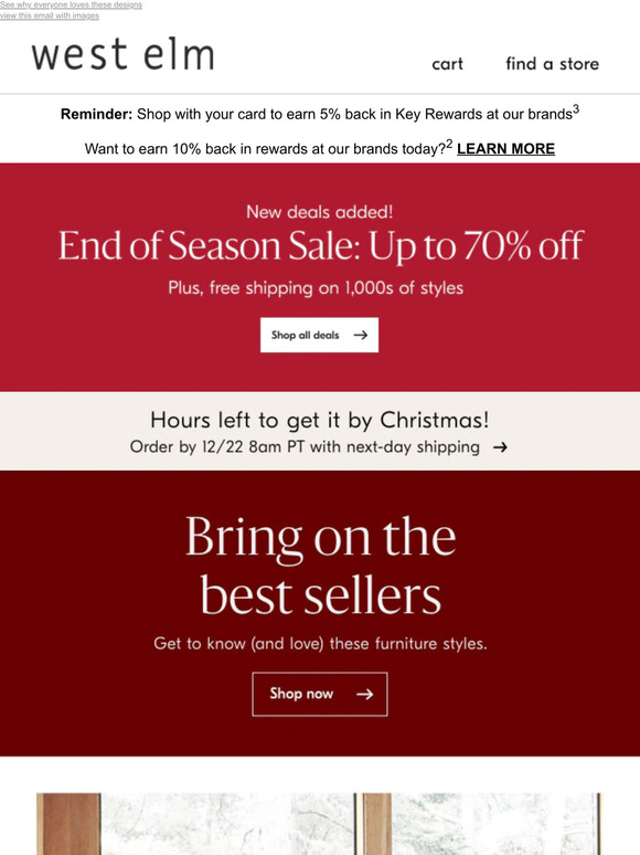 West Elm Spotlight on Best sellers & End of Season SALE Milled