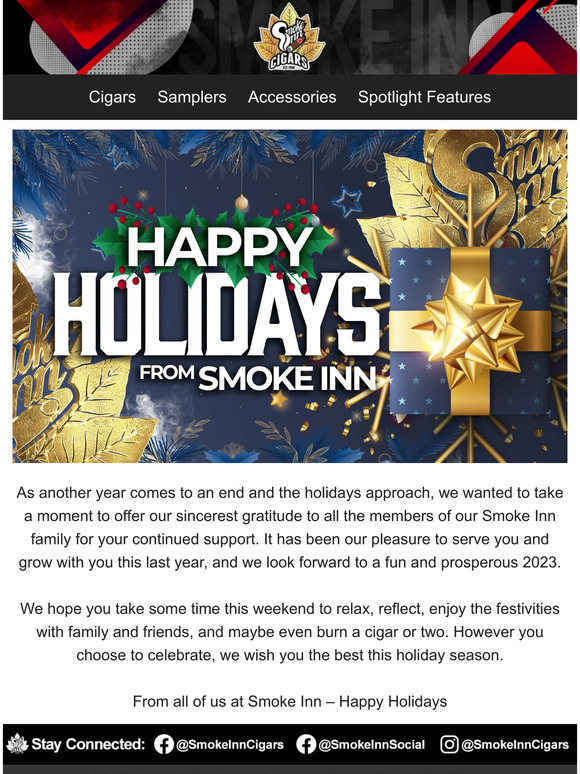 Smoke Inn Happy Holidays From Smoke Inn Milled
