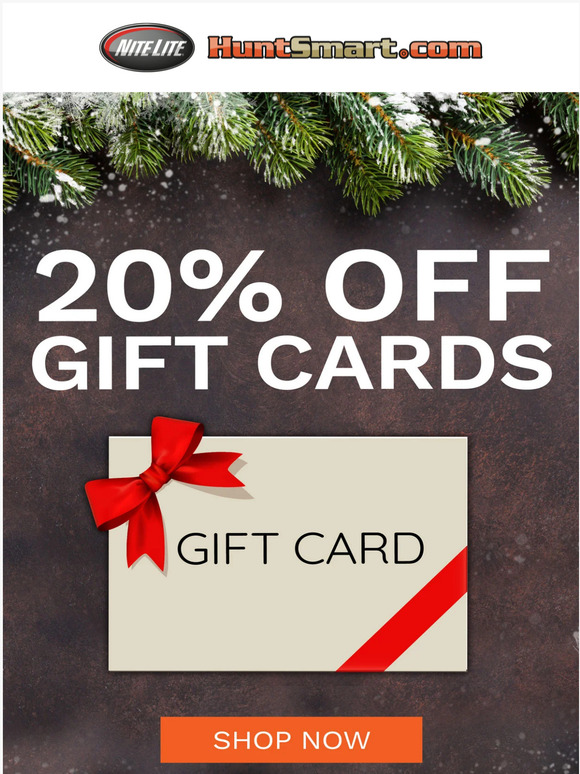 LAST CHANCE! 20% off gift cards!