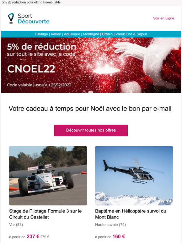 J-2 ! Code promo dernière minute, offrez l'inoubliable !