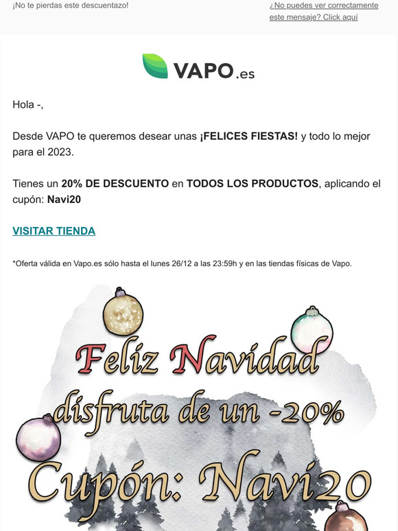 🎄 Felices Fiestas desde VAPO.es - 20% EN TODO 🎄
