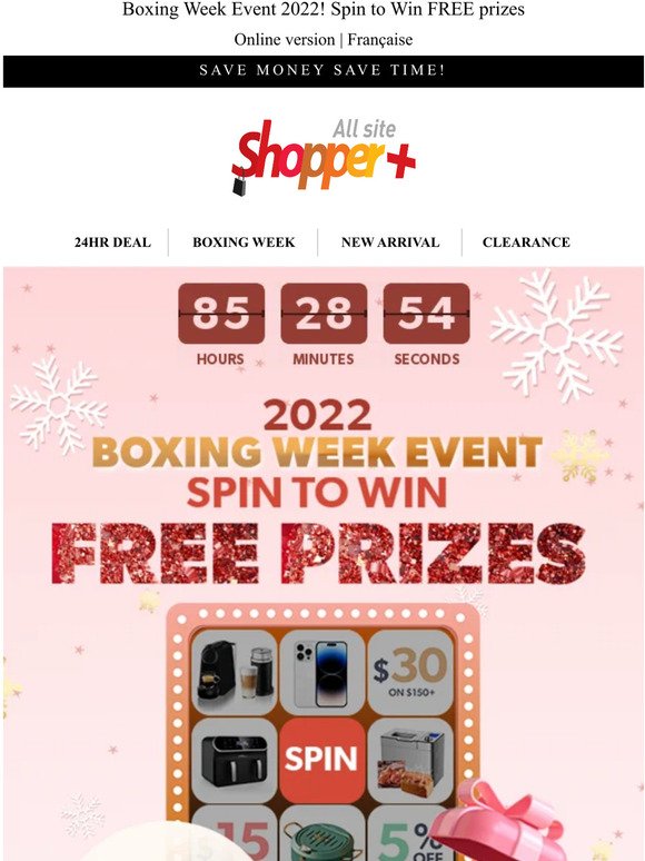 Boxing Week Event 2022! Spin to Win FREE prizes