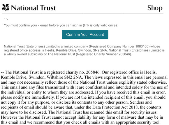 Please confirm your National Trust account