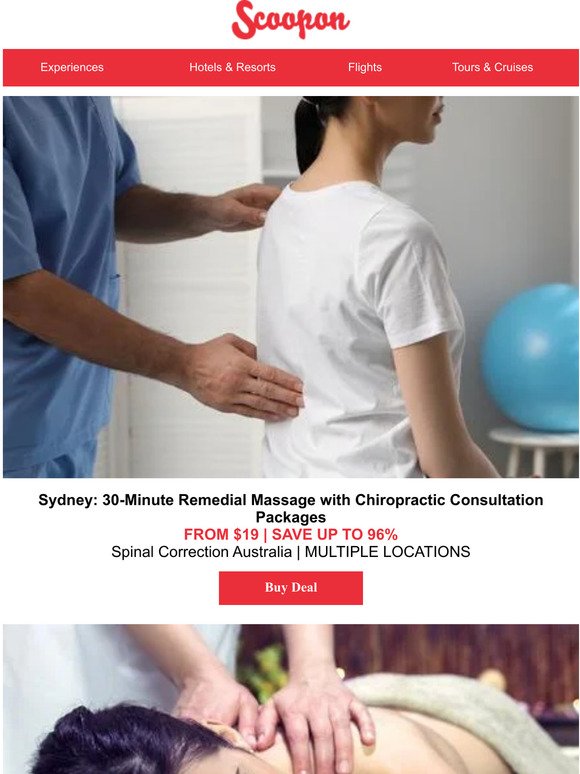 Scoopon Sydney 30 Minute Remedial Massage With Chiropractic Consultation Packages Milled