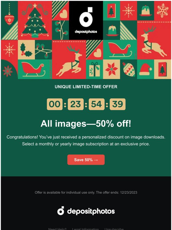 Limited-time offer! 50% off on all images