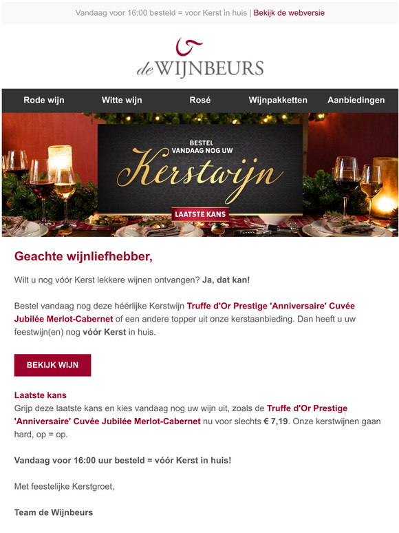 Laatste kans om uw kerstwijn te bestellen