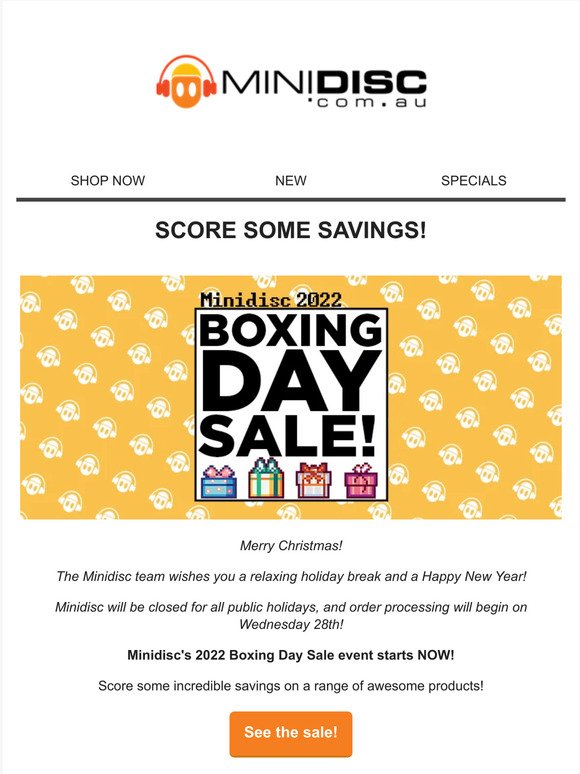 Minidisc's 2022 Boxing Day Sale starts NOW!