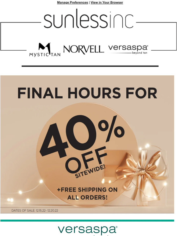 Final  hours of 40% off ALL SELF-TANNERS! Don't miss out ✨