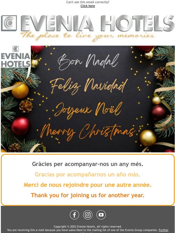 Evenia Hotels wishes you Merry Christmas ⭐
