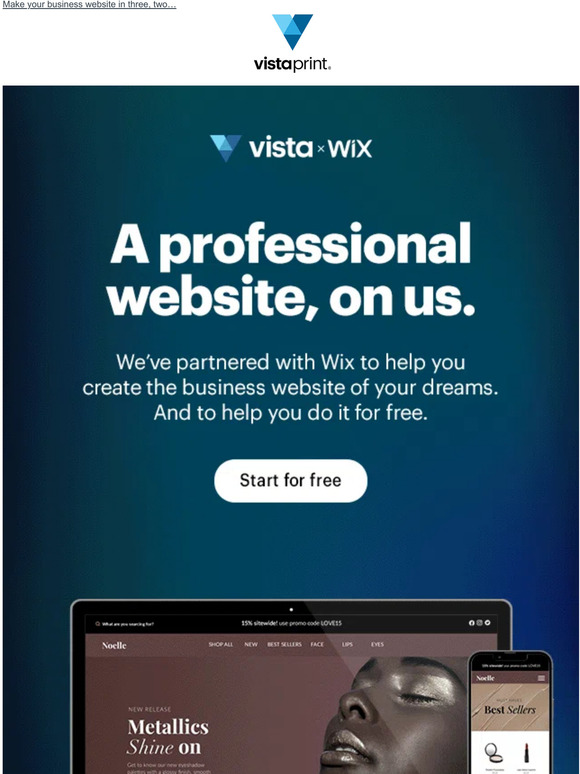 Try Vista x Wix, your free website builder 🔨 
