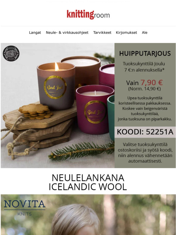 Huipputarjous! Tuoksukynttilä nyt vain 7,90 € (Norm. 14,90 €)