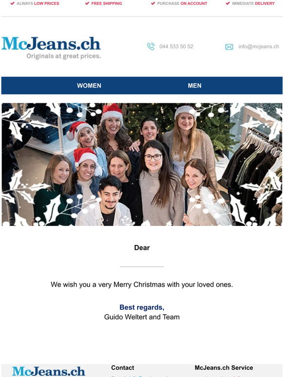 🎄 Merry Christmas,  – McJeans.ch – free shipping