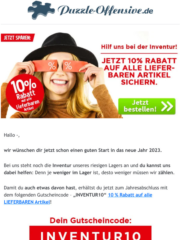 10 % Rabatt auf alle lieferbaren Puzzles