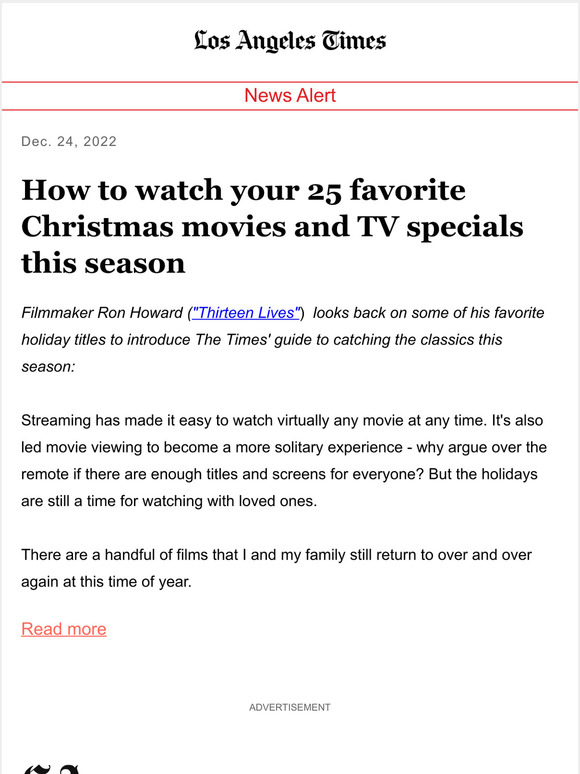 Los Angeles Times How to watch your 25 favorite Christmas movies and TV specials this season