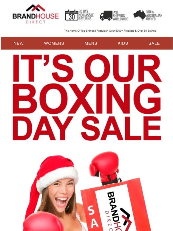 Brand House Direct Massive 🥊 Boxing Day 🥊 Sale! Save Up To 60% Off RRP On Selected Top Brand Footwear