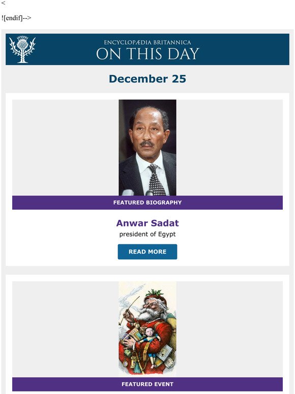 Christmas celebrated worldwide, Anwar Sadat is featured, and more from Britannica