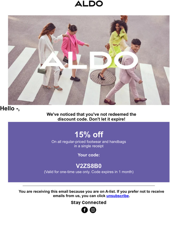 Aldo coupon store code 2019