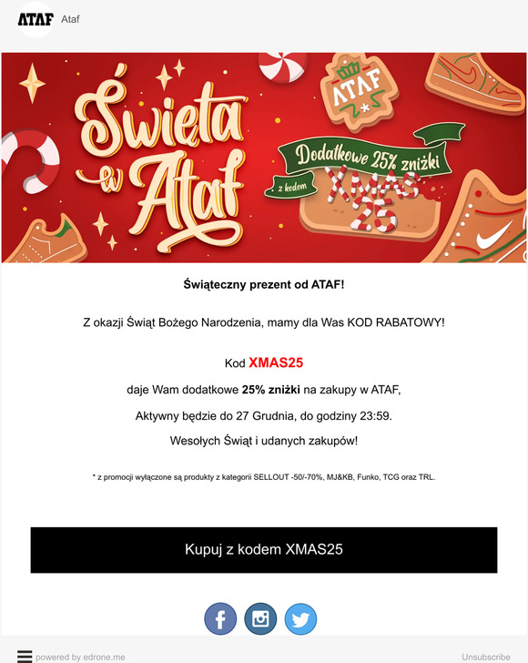 ☰ 🎄 Świąteczny RABAT od ATAF 🎁 -25% z kodem XMAS25 🎄