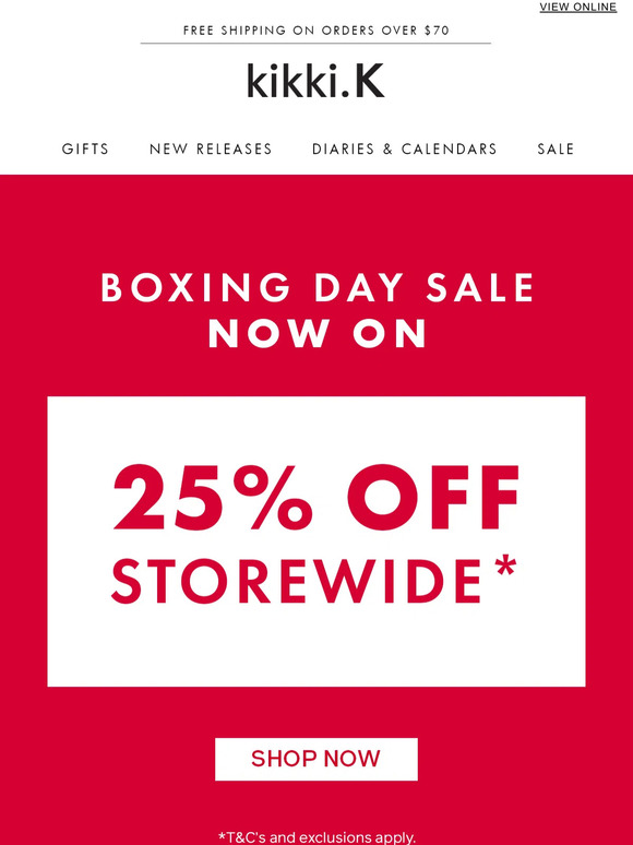 BOXING DAY | 25% Off Storewide