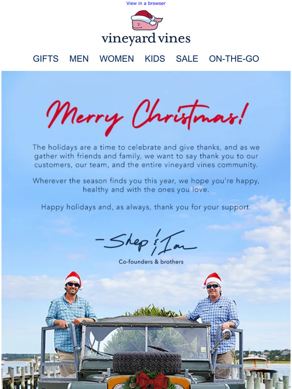 Vineyard Vines Merry Christmas! Milled