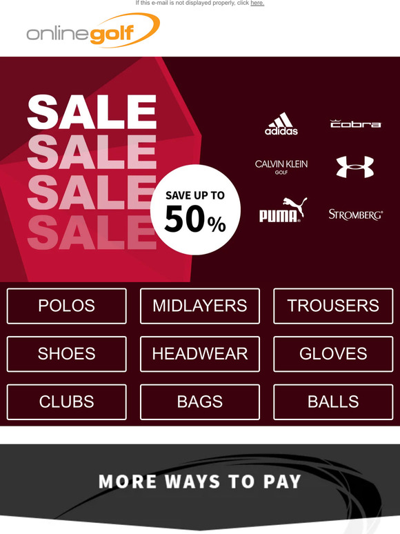 Up to 50% off sale now on
