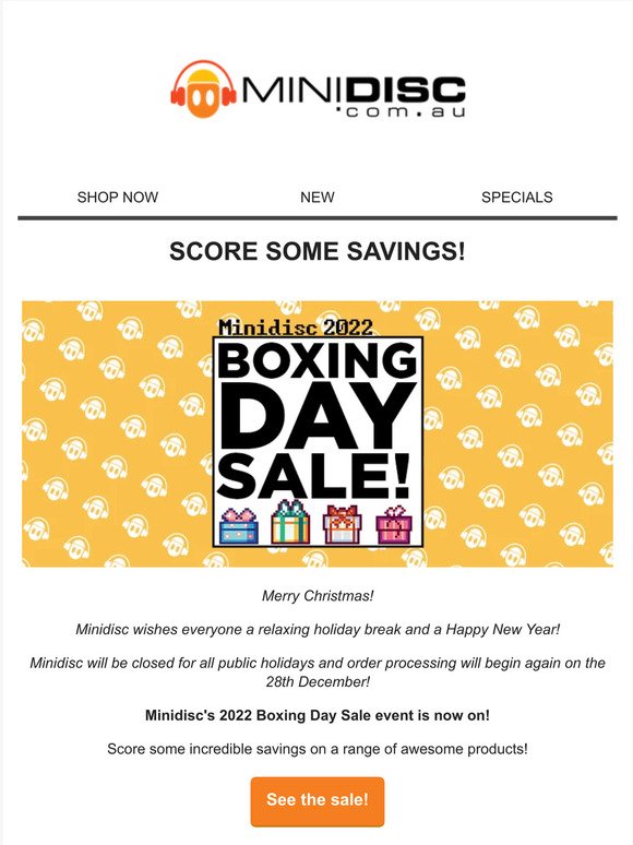 Minidisc's 2022 Boxing Day Sale - SCORE SOME SAVINGS!