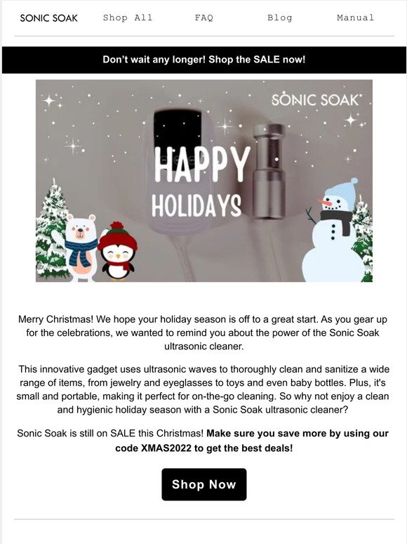Merry Christmas! Looking for the best time to SAVE BIG on Sonic Soak?