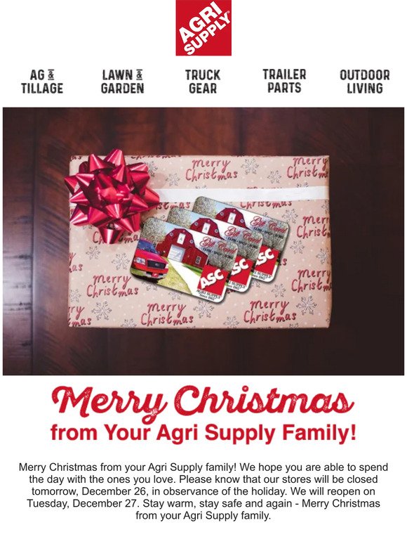 Merry Christmas from Your Agri Supply Family!🎄