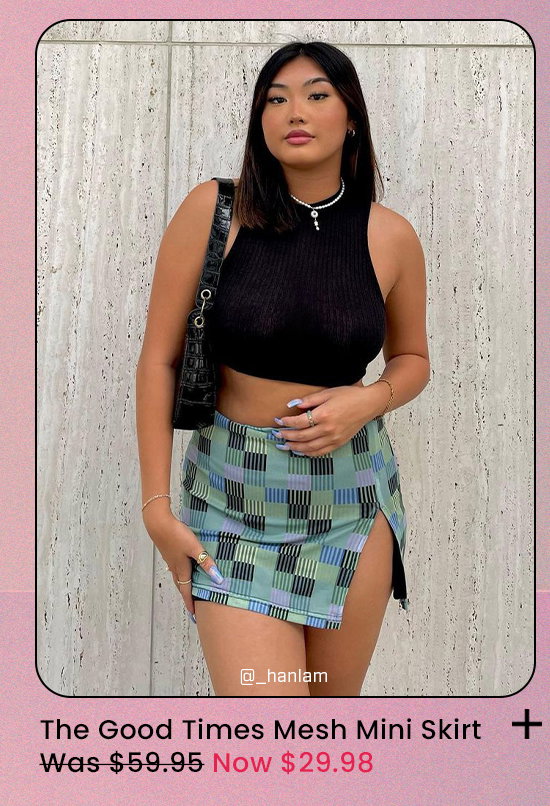 Shop The Good Times Mesh Mini Skirt in Techno Check