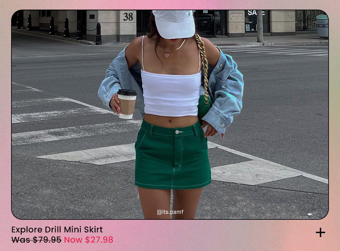 Shop Explore Drill Mini Skirt in Military Green