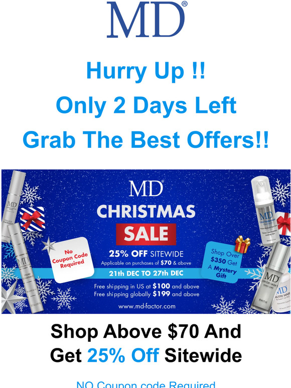 2 Days Left for 25 % Off. Sale Ends On 27 December
