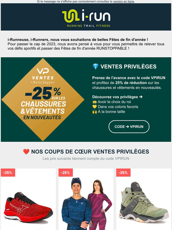 💎 Vos Privilèges | Code VPIRUN -25%