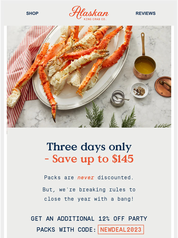 Alaskan King Crab Co. Save BIG on King Crab Party Packs 🍾🥂 Milled