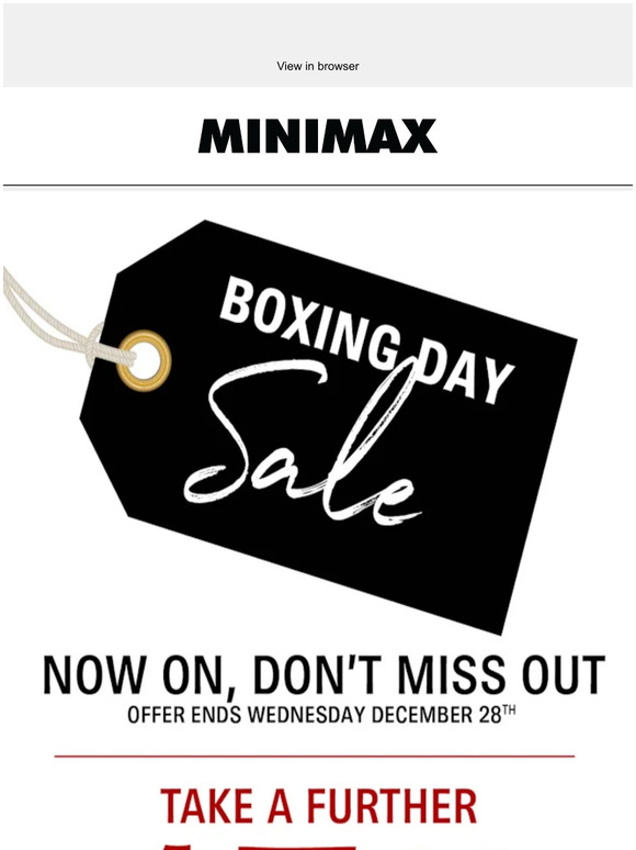 Minimax FINAL HOURS 15 OFF STOREWIDE* Milled