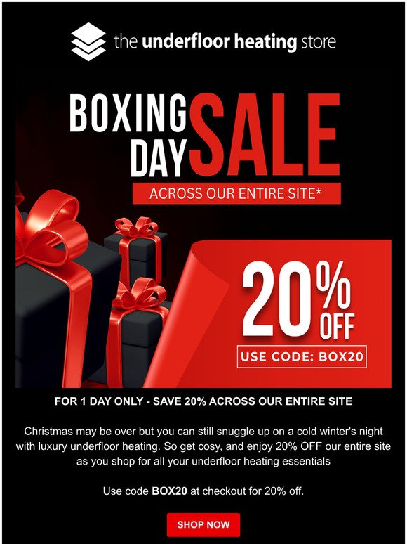 Surprise! 20% Off Boxing Day Sale
