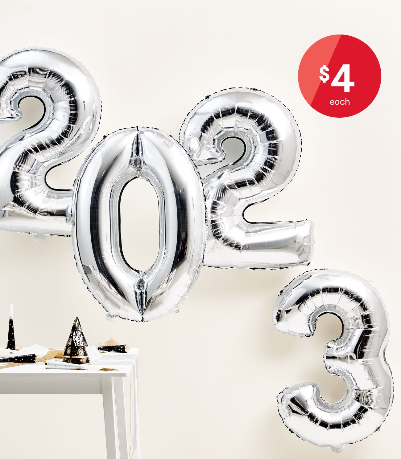 Giant silver balloons $4ea.
