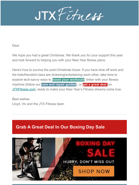 Beat the Post Christmas Blues, Workout Support & Boxing Day Sale⚡