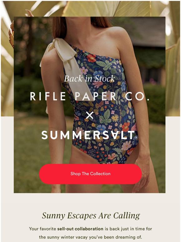 Summersalt Restock Alert! Rifle Paper Co. x Summersalt Milled
