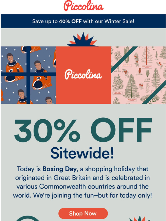 30% off sitewide for Boxing Day!