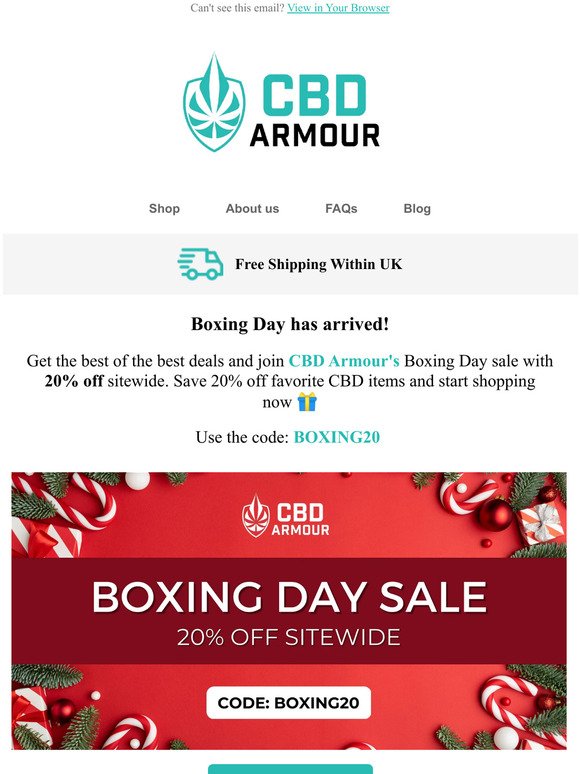Get 20% off your order this Boxing Day